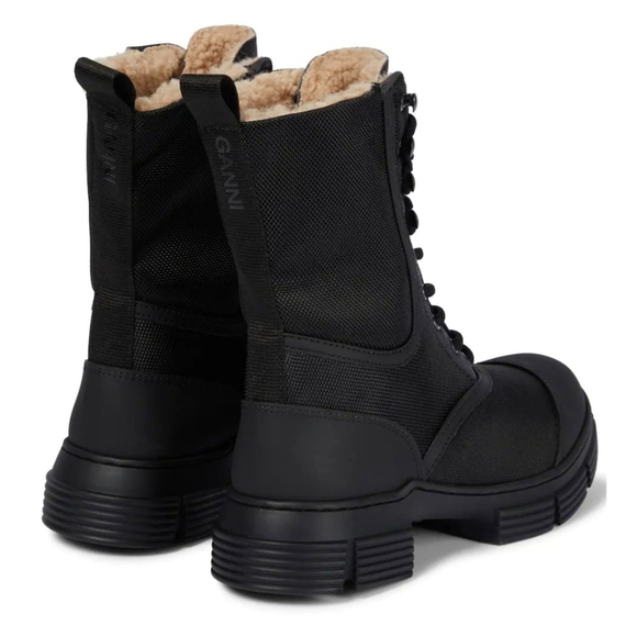 New Ganni shearling combat boots - lug sole lace-up - grunge streetwear - 11 - Picture 3 of 17